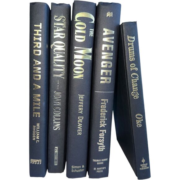 Decor Books Lot of 5 Black w/Gold Text  Hardcover Staging Set Rental Home Decor - Picture 13 of 14